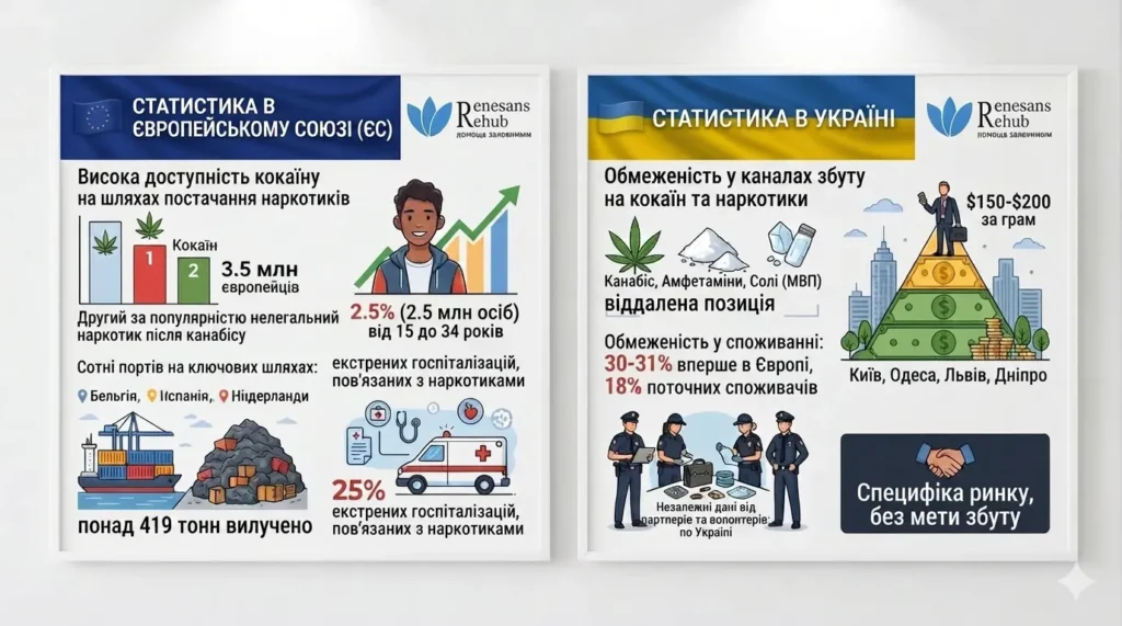 Статистика наркотиків ЄС та Україні ,Рехаб Ренесанс